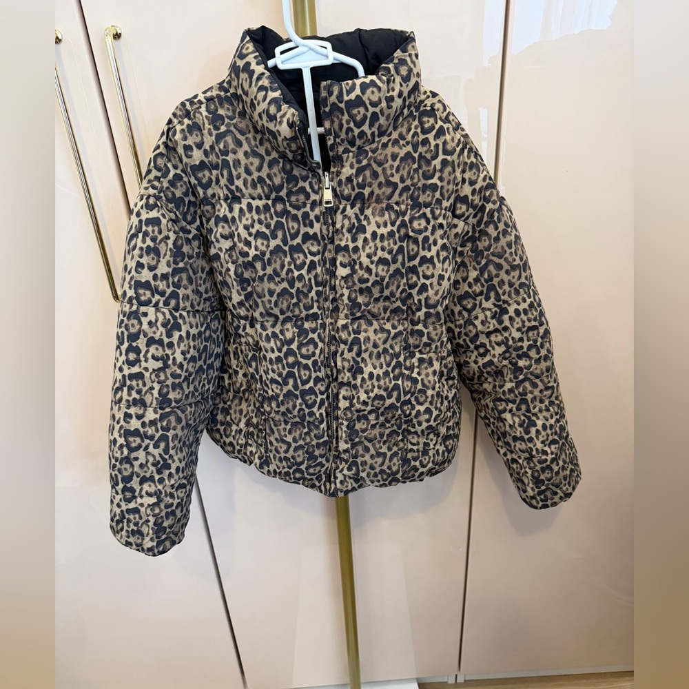 Zara Kids Leopard Print Puffer Reversible Jacket